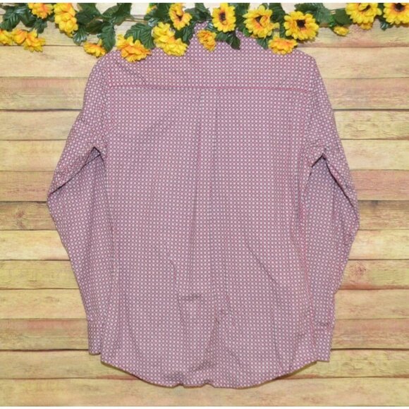 Wrangler Boys XL Red Button Down Long Sleeve Western Dress Shirt Geometric Print - Picture 5 of 9